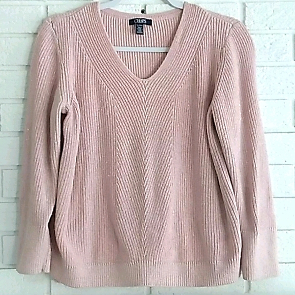 Chaps Sweaters - CHAPS, beautiful pink sweater with metallic thread